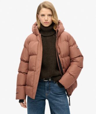 Hooded Mid Length Sports Puffer Jacket