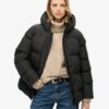 Hooded Mid Length Sports Puffer Jacket