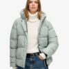 Hooded Mid Length Sports Puffer Jacket
