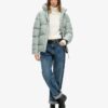 Hooded Mid Length Sports Puffer Jacket