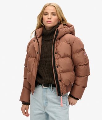 Hooded Sportig Puffer Bomber Jacket