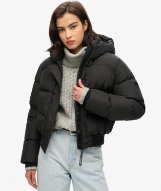 Hooded Sportig Puffer Bomber Jacket