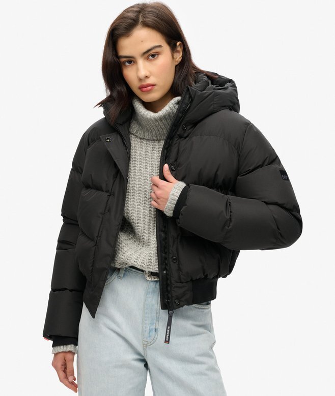 Hooded Sportig Puffer Bomber Jacket Hooded Sportig Puffer Bomber Jacket