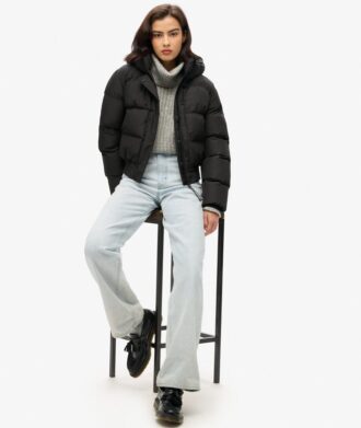 Hooded Sportig Puffer Bomber Jacket