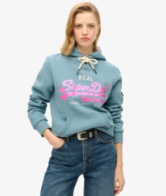 Hoodie med dekorerad Vintage-logotyp