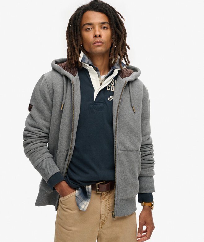 Hoodie med dragkedja och borgfoder Hoodie med dragkedja och borgfoder