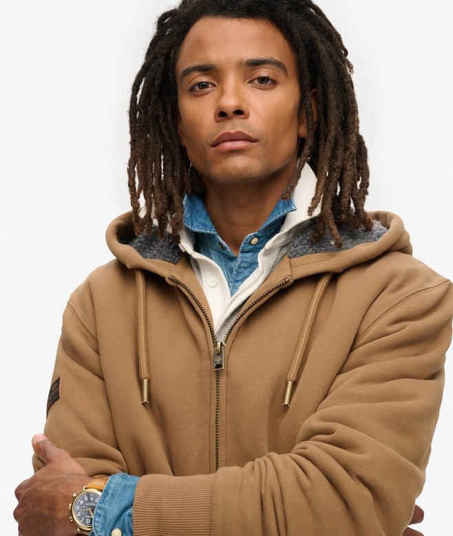 Hoodie med dragkedja och borgfoder Hoodie med dragkedja och borgfoder
