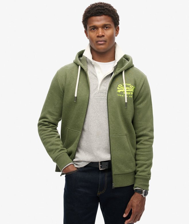 Hoodie med dragkedja och neonvintage-logotyp Hoodie med dragkedja och neonvintage-logotyp