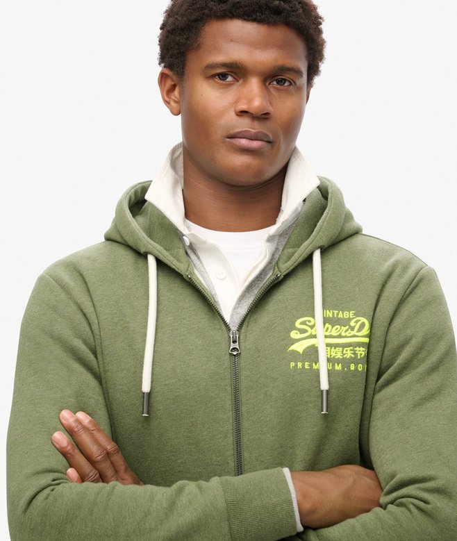 Hoodie med dragkedja och neonvintage-logotyp Hoodie med dragkedja och neonvintage-logotyp