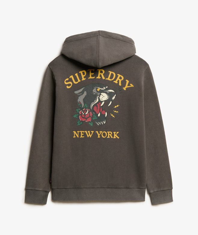 Hoodie med tatueringsmotiv på ryggen Hoodie med tatueringsmotiv på ryggen