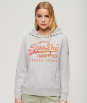 Hoodie med ton-i-ton Vintage-logotyp