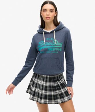 Hoodie med ton-i-ton Vintage-logotyp