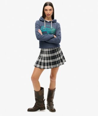 Hoodie med ton-i-ton Vintage-logotyp