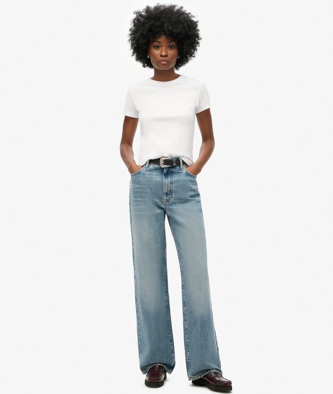 Jeans i Organic Cotton med vida ben Jeans i Organic Cotton med vida ben