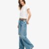 Jeans med vid ben och rå kant Jeans med vid ben och rå kant
