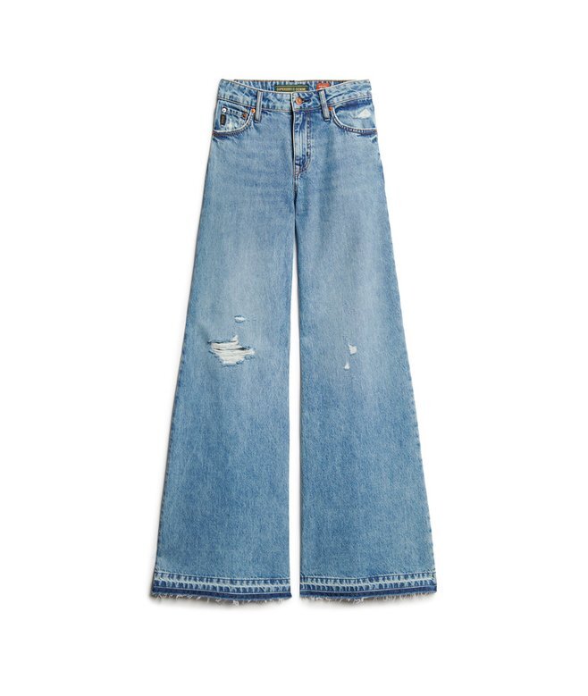 Jeans med vid ben och rå kant Jeans med vid ben och rå kant