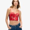 Korsetttop med blomsterbroderi i satin