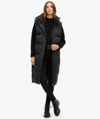 Lång Hooded Puffer Västa
