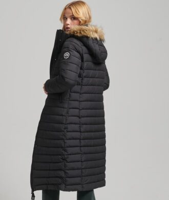 Lång, lätt vadderad Puffer-jacka med Hooded-design