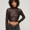 Långärmad crop top med paljetter Långärmad crop top med paljetter