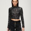 Långärmad crop top med paljetter Långärmad crop top med paljetter