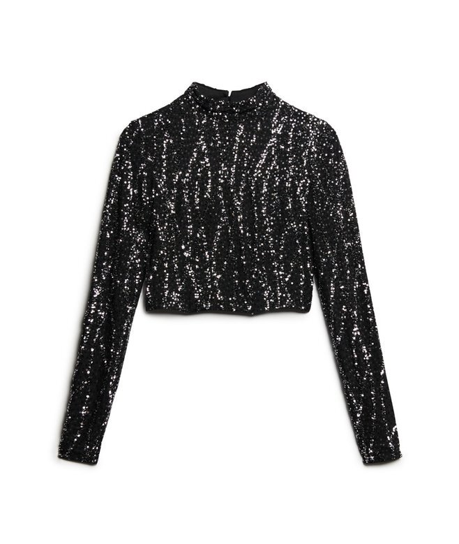 Långärmad crop top med paljetter Långärmad crop top med paljetter