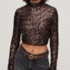 Långärmad crop top med paljetter Långärmad crop top med paljetter
