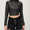 Långärmad crop top med paljetter Långärmad crop top med paljetter