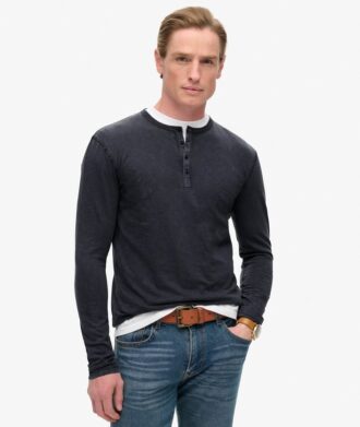 Långärmad jersey-henleytröja Långärmad jersey-henleytröja