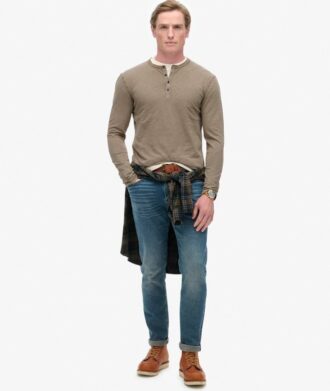 Långärmad jersey-henleytröja Långärmad jersey-henleytröja