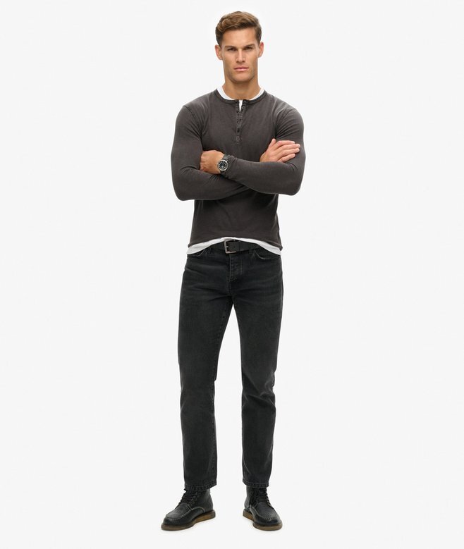 Långärmad jersey-henleytröja Långärmad jersey-henleytröja