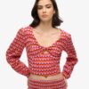 Långärmad vävd crop top Långärmad vävd crop top