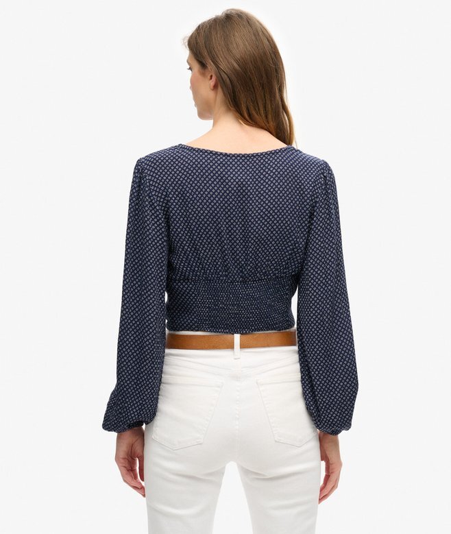 Långärmad vävd crop top Långärmad vävd crop top