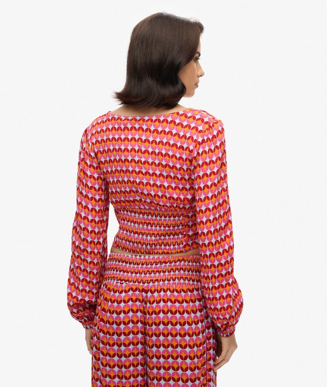 Långärmad vävd crop top Långärmad vävd crop top