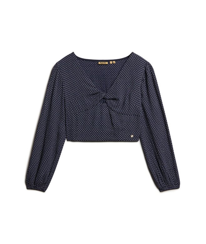 Långärmad vävd crop top Långärmad vävd crop top