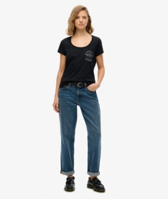 Lo-Fi Biker T-shirt med rund hals