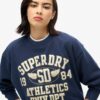 Löst sittande sweatshirt med college-tryck Löst sittande sweatshirt med college-tryck