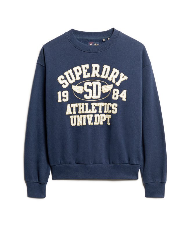 Löst sittande sweatshirt med college-tryck Löst sittande sweatshirt med college-tryck