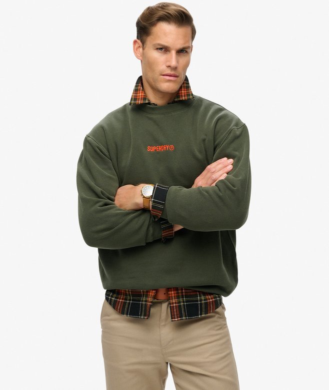 Löst sittande Sweatshirt med mikro-logotyp Löst sittande Sweatshirt med mikro-logotyp