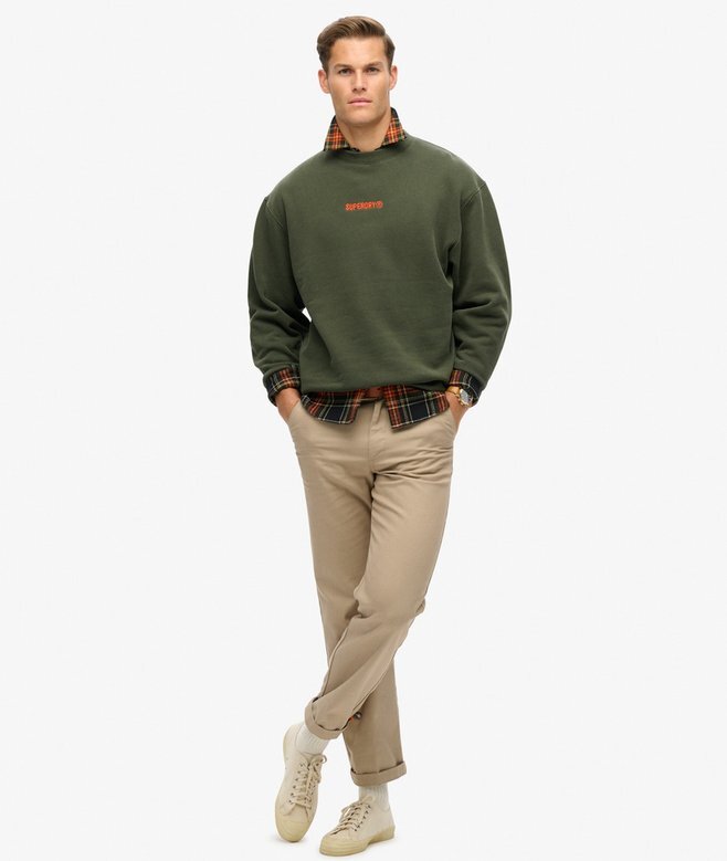 Löst sittande Sweatshirt med mikro-logotyp Löst sittande Sweatshirt med mikro-logotyp