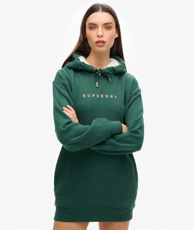 Luxe Metallic Logo Hoodie Klänning Luxe Metallic Logo Hoodie Klänning