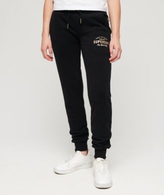 Luxe Metallic Logo Slim Joggerbyxor