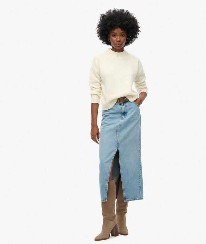 Maxikjol i denim med slits Maxikjol i denim med slits