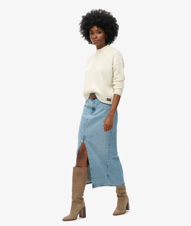 Maxikjol i denim med slits Maxikjol i denim med slits