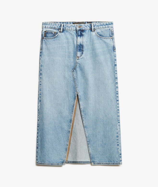 Maxikjol i denim med slits Maxikjol i denim med slits