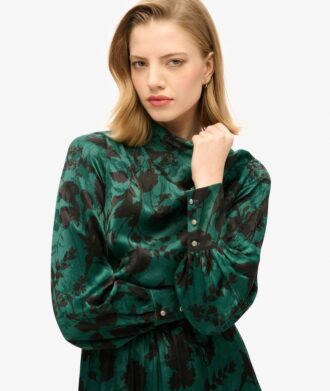 Maxiklänning med krage i jacquard