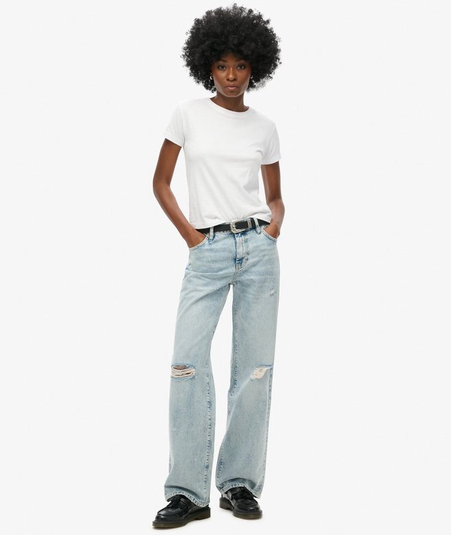 Midjehög jeans med vida ben Midjehög jeans med vida ben