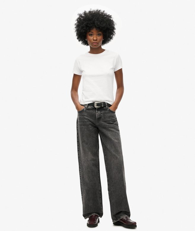 Midjehög jeans med vida ben Midjehög jeans med vida ben