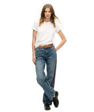 Midjehög jeans med vida ben
