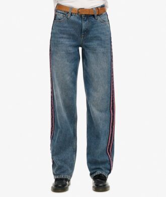 Midjehög jeans med vida ben